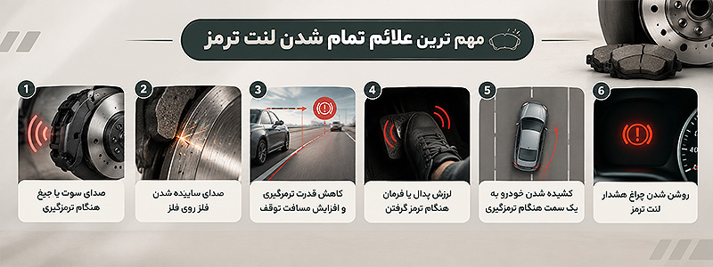 مهم ترین علائم تمام شدن لنت ترمز مهم ترین علائم تمام شدن لنت ترمز